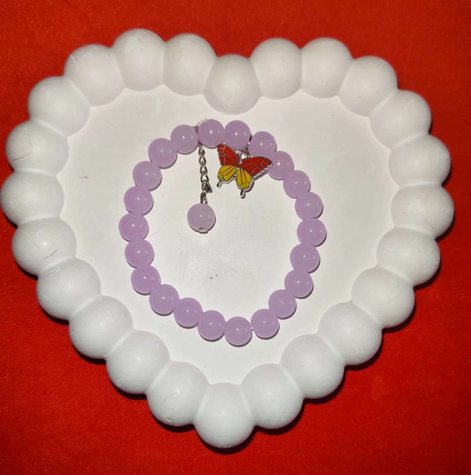 Lavender Butterfly Charm Bracelet