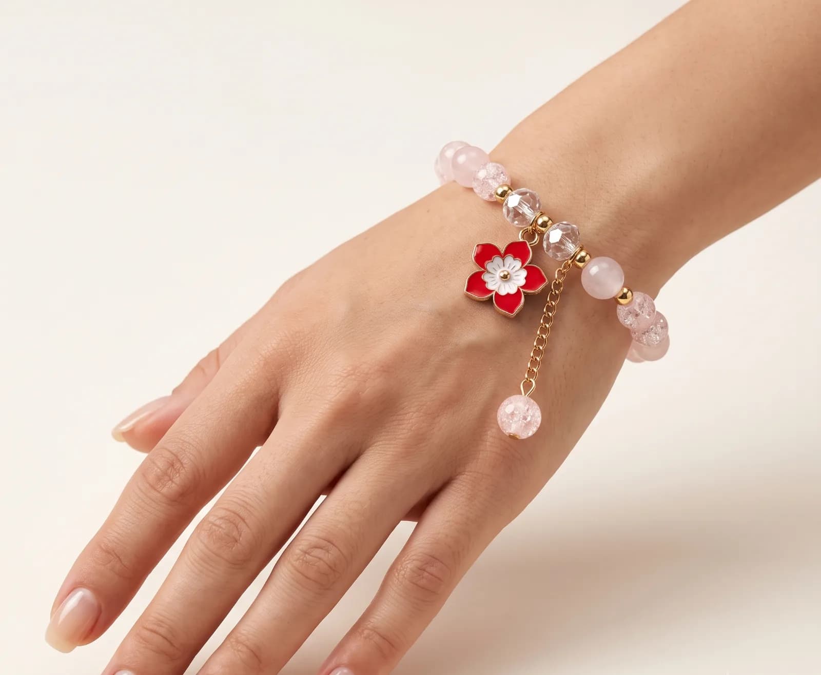 Red Flower Charm Bracelet 2