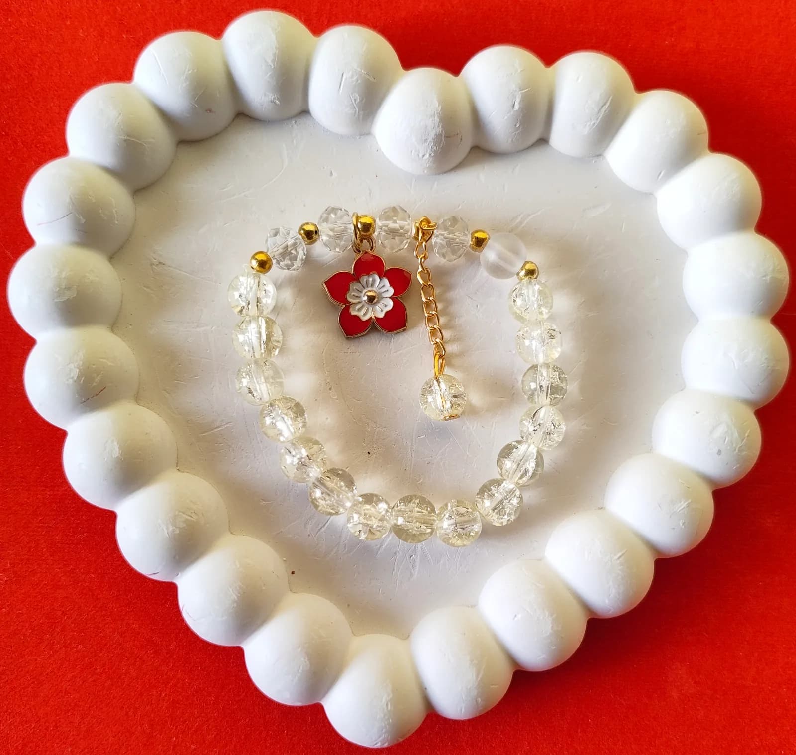 Clear Red Flower Charm Bracelet 1