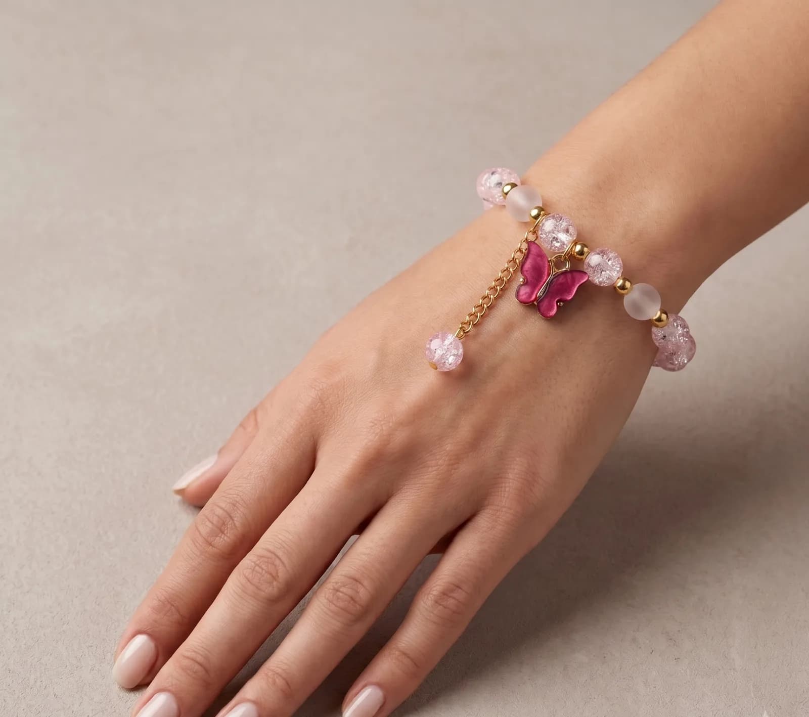 Pink Butterfly Charm Bracelet 2