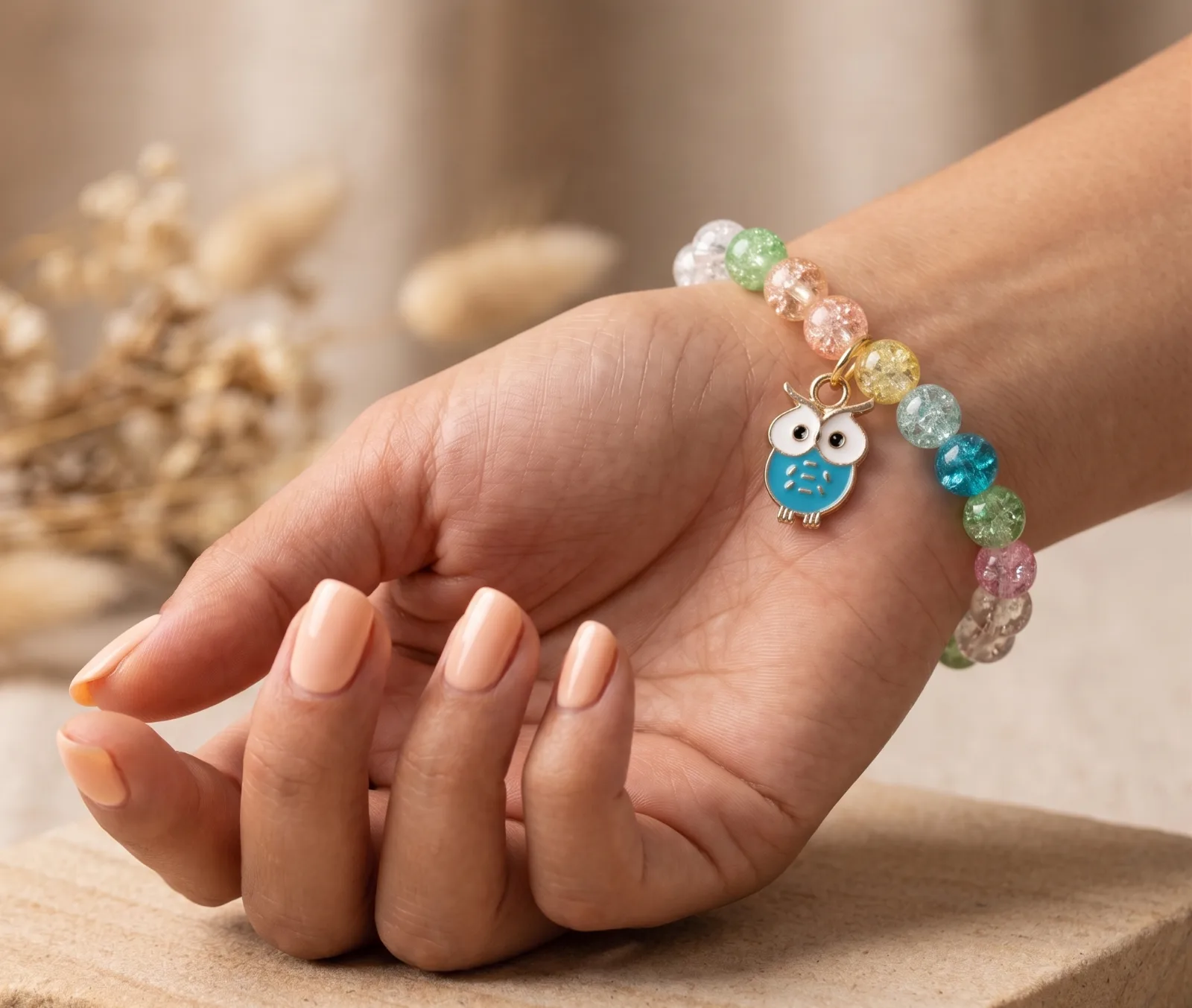Azure Wisdom Owl Beaded Bracelets 2