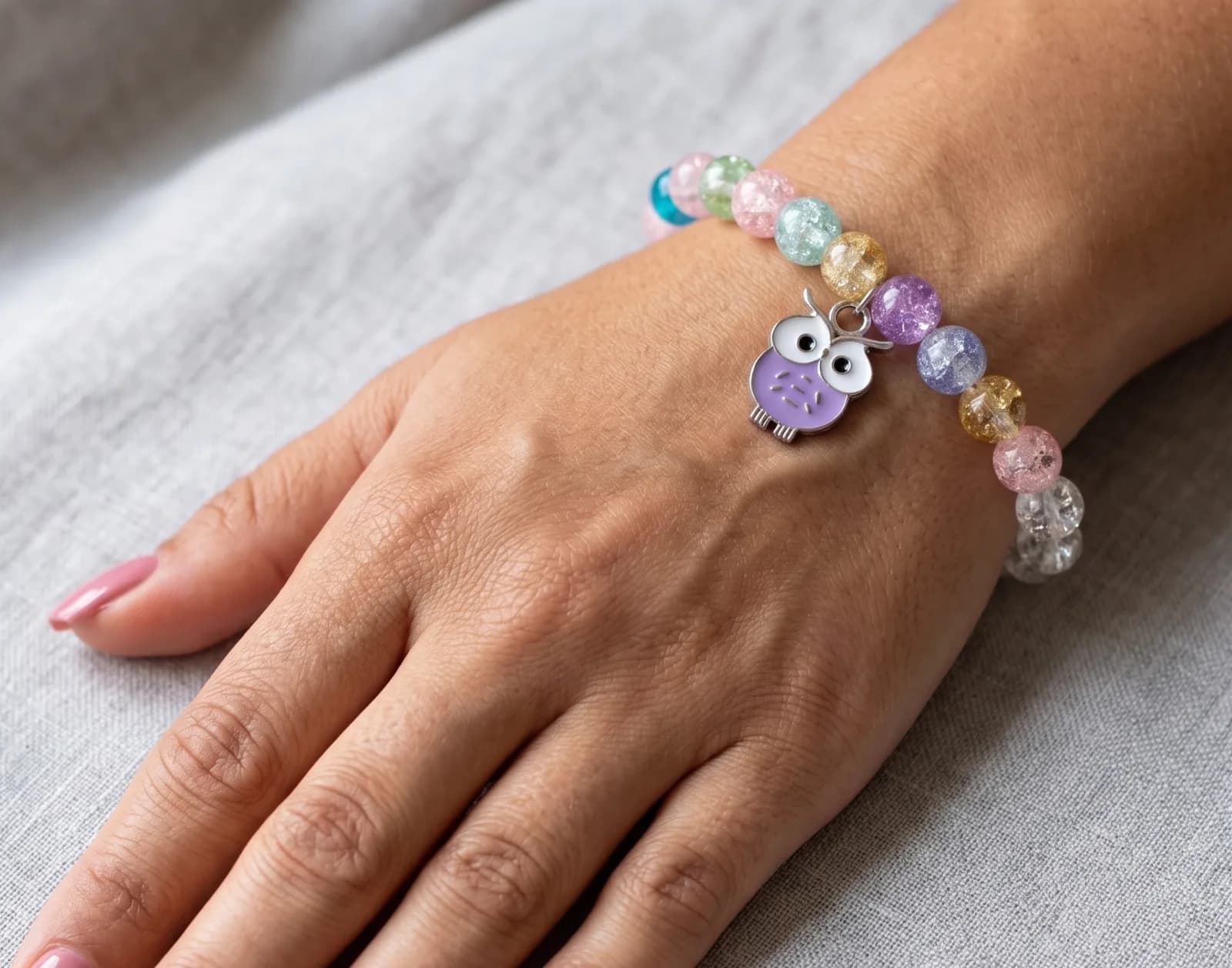 Amethyst Owl Beaded Bracelets 2