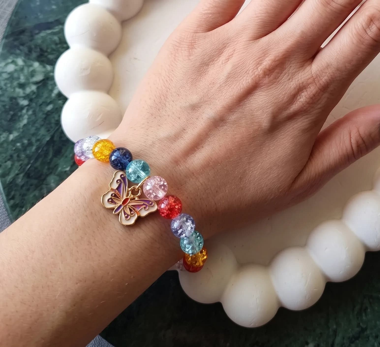 Sunset Butterfly Beaded Bracelet 2