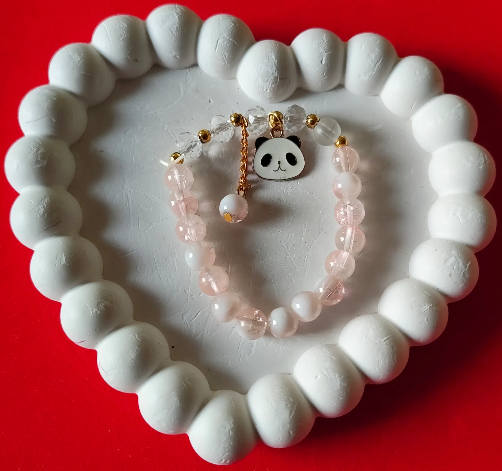 Rose Quartz Panda Beaded Bracelet
