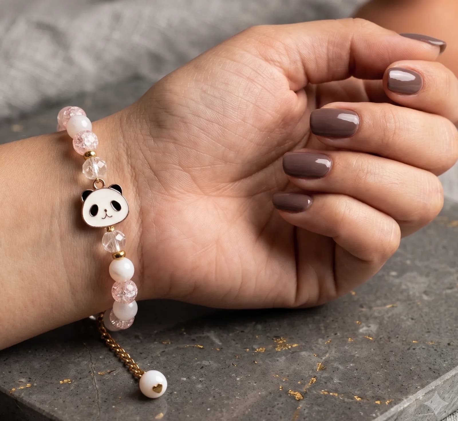 Rose Quartz Panda Beaded Bracelet 2