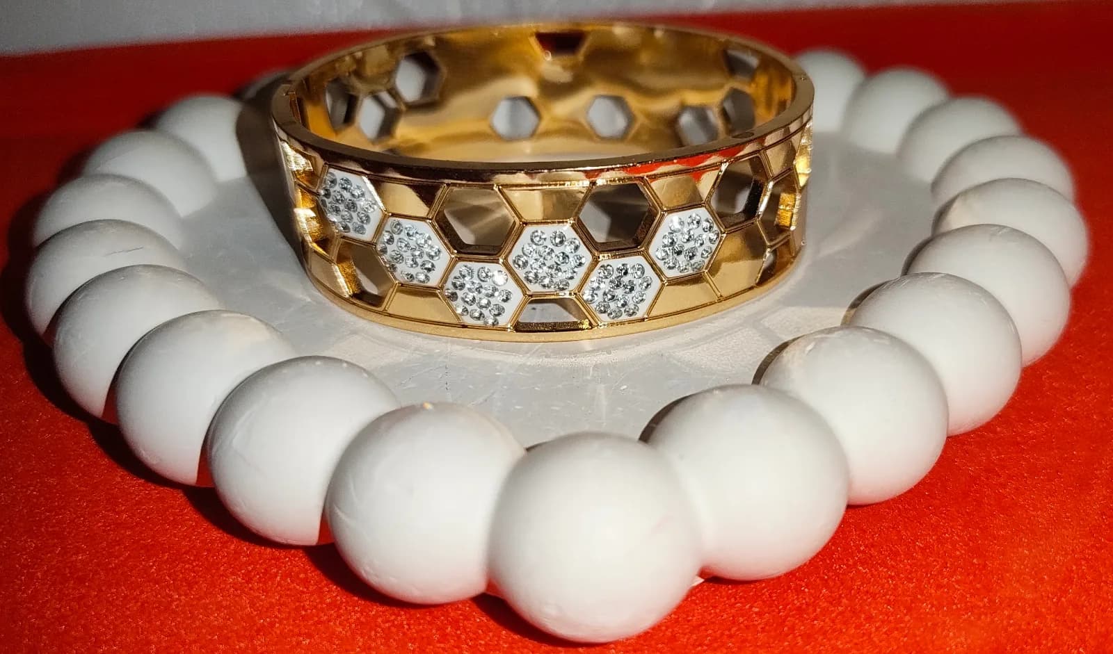 Golden Honeycomb Crystal Bracelet