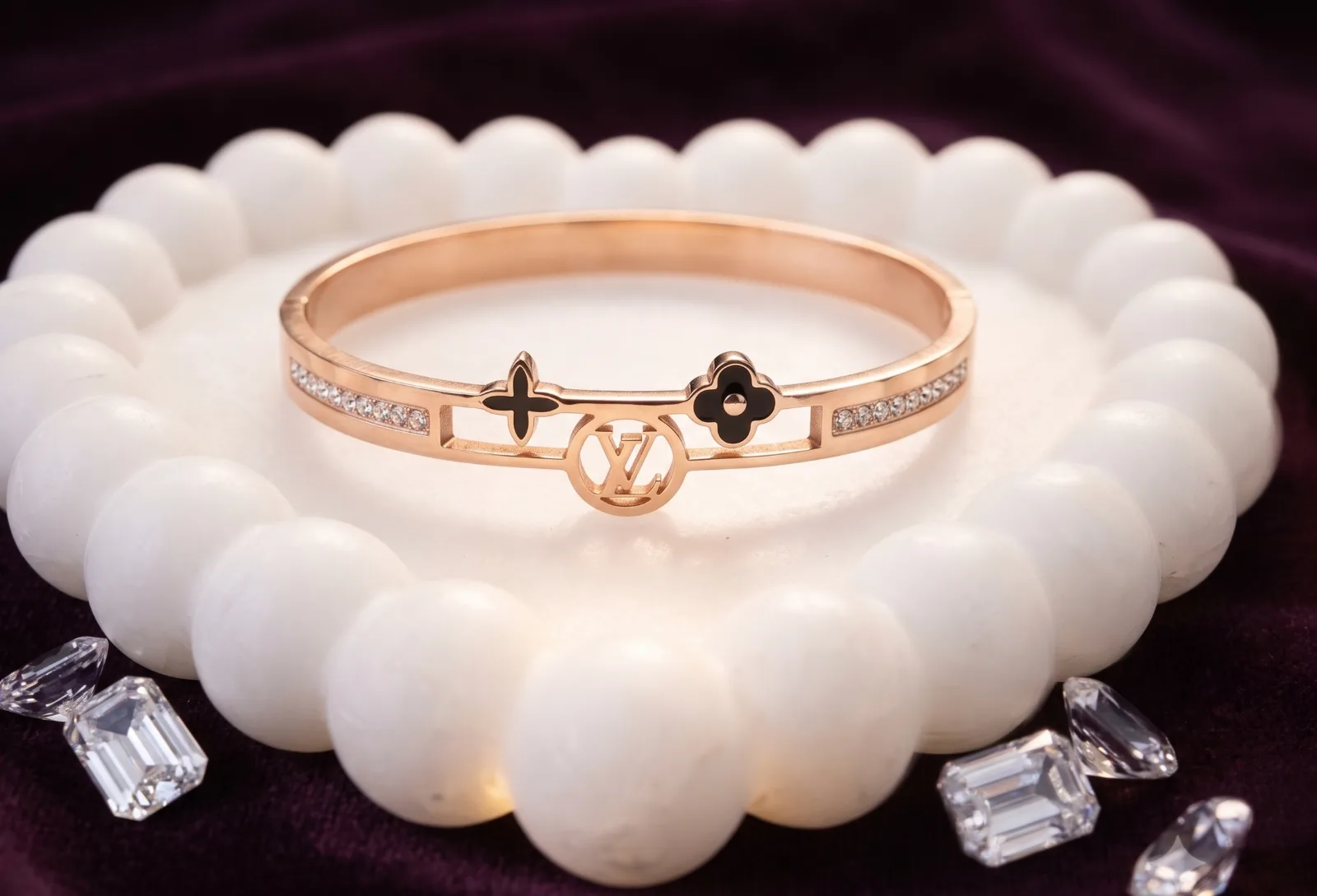 Rose Gold Monogram Floral  Bracelets