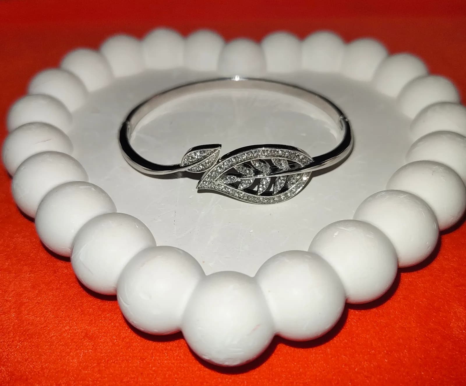 Silver Leaf Crystal Anti Tarnish Bracelets
