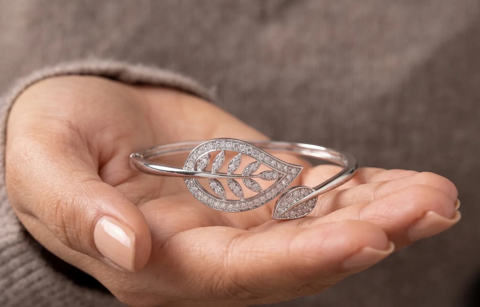 Silver Leaf Crystal Anti Tarnish Bracelets 2
