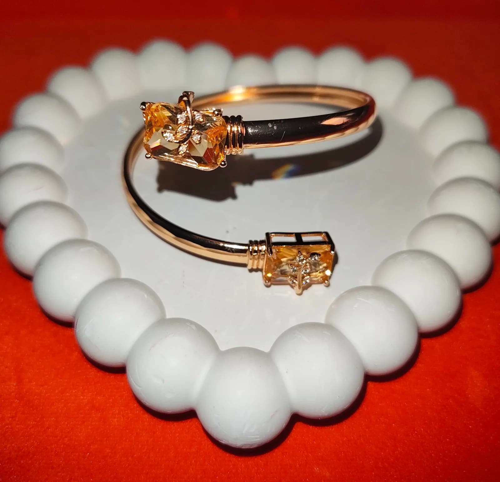 Amber Crystal Bypass Anti Tarnish Bracelets