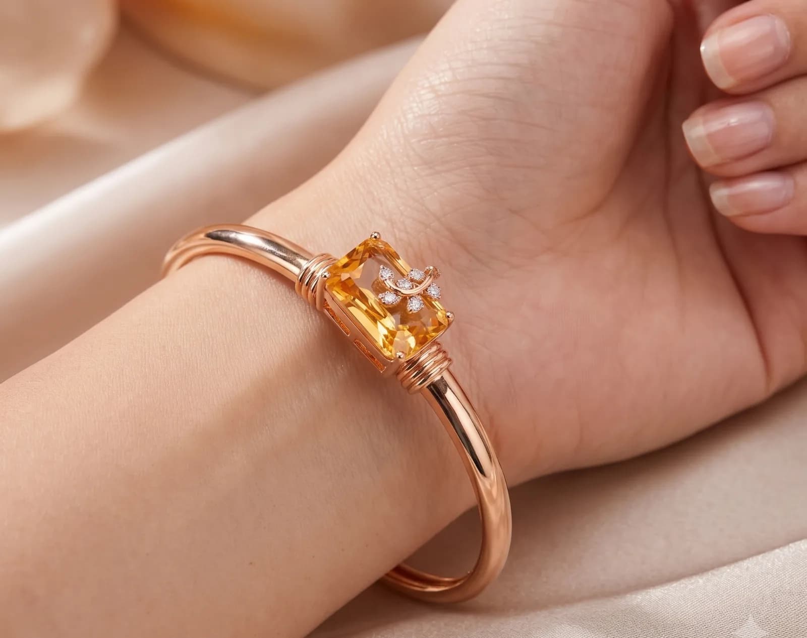 Amber Crystal Bypass Anti Tarnish Bracelets 2