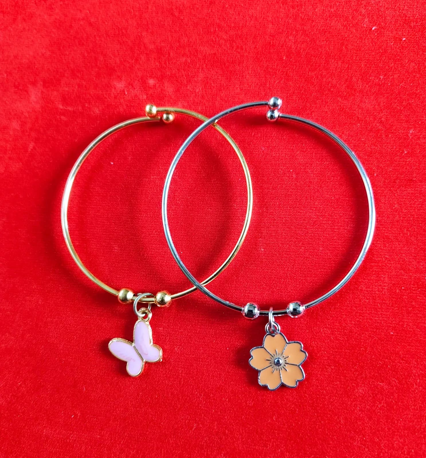 Butterfly And Blossom Bangle Bracelets