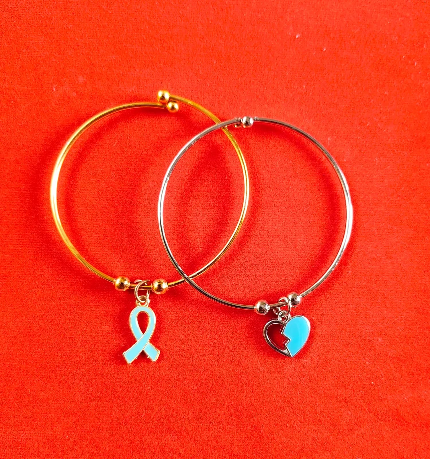 Dual Tone Awareness Ribbon Bangle Bracelets