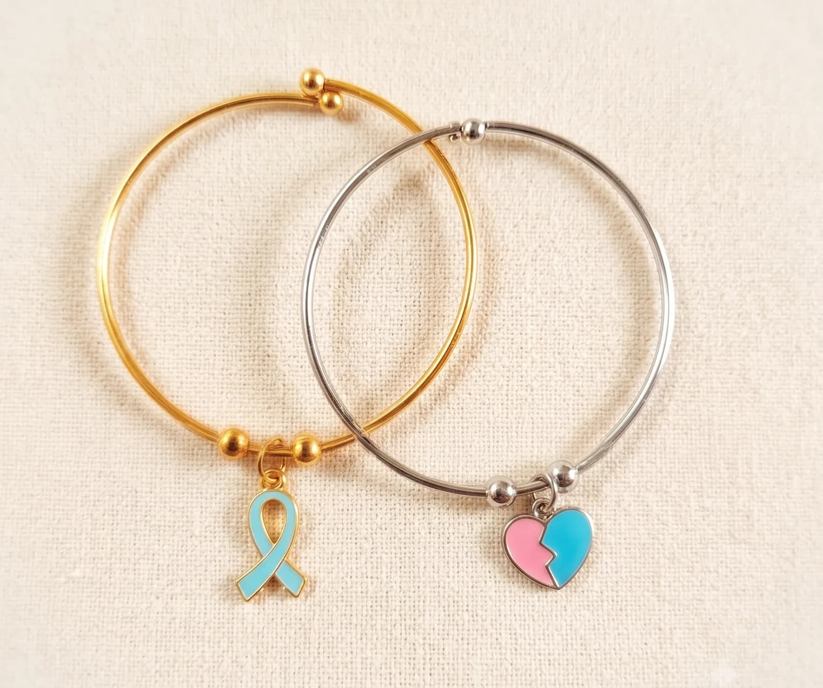 Dual Tone Awareness Ribbon Bangle Bracelets 3