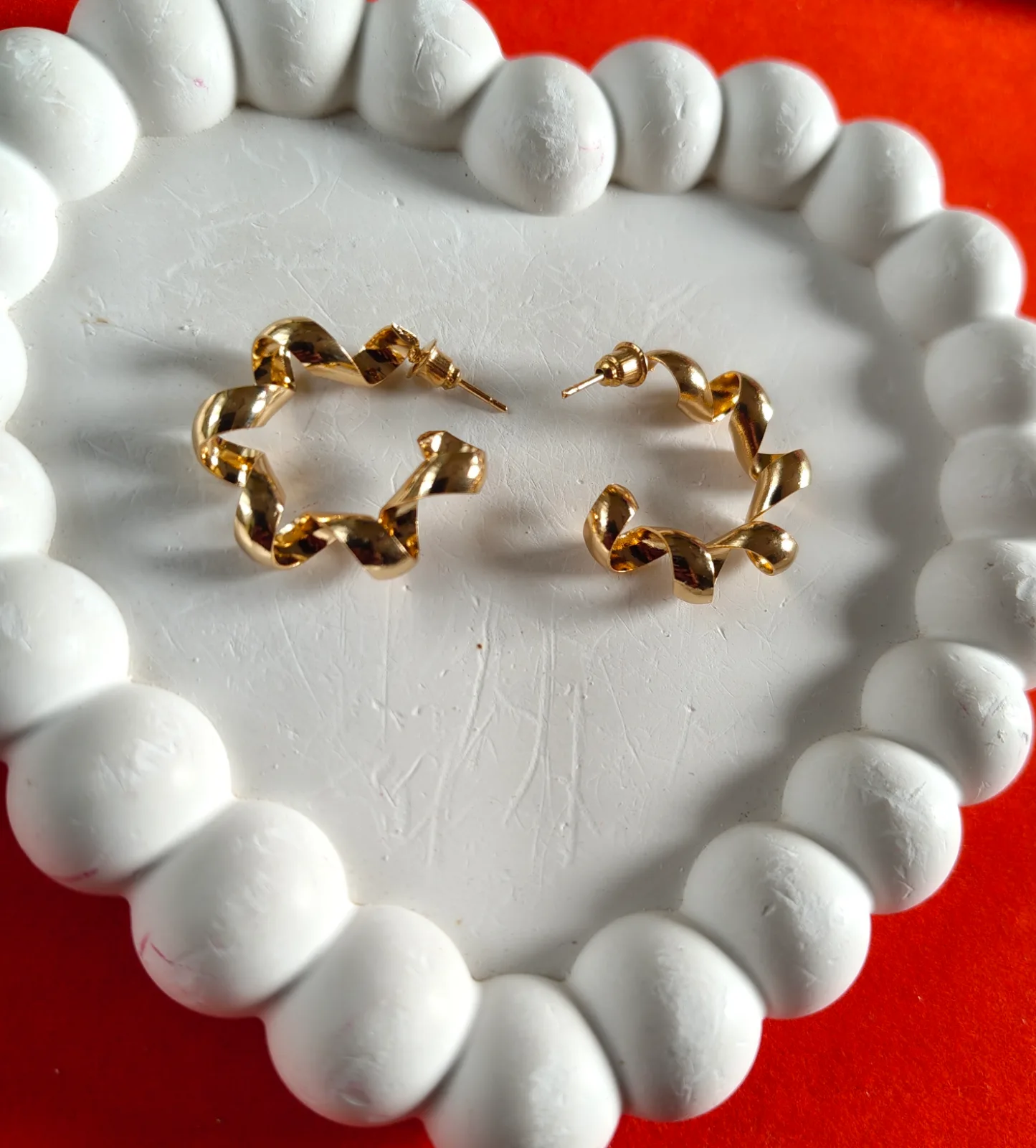 Gold Twisted Hoop Earrings 3