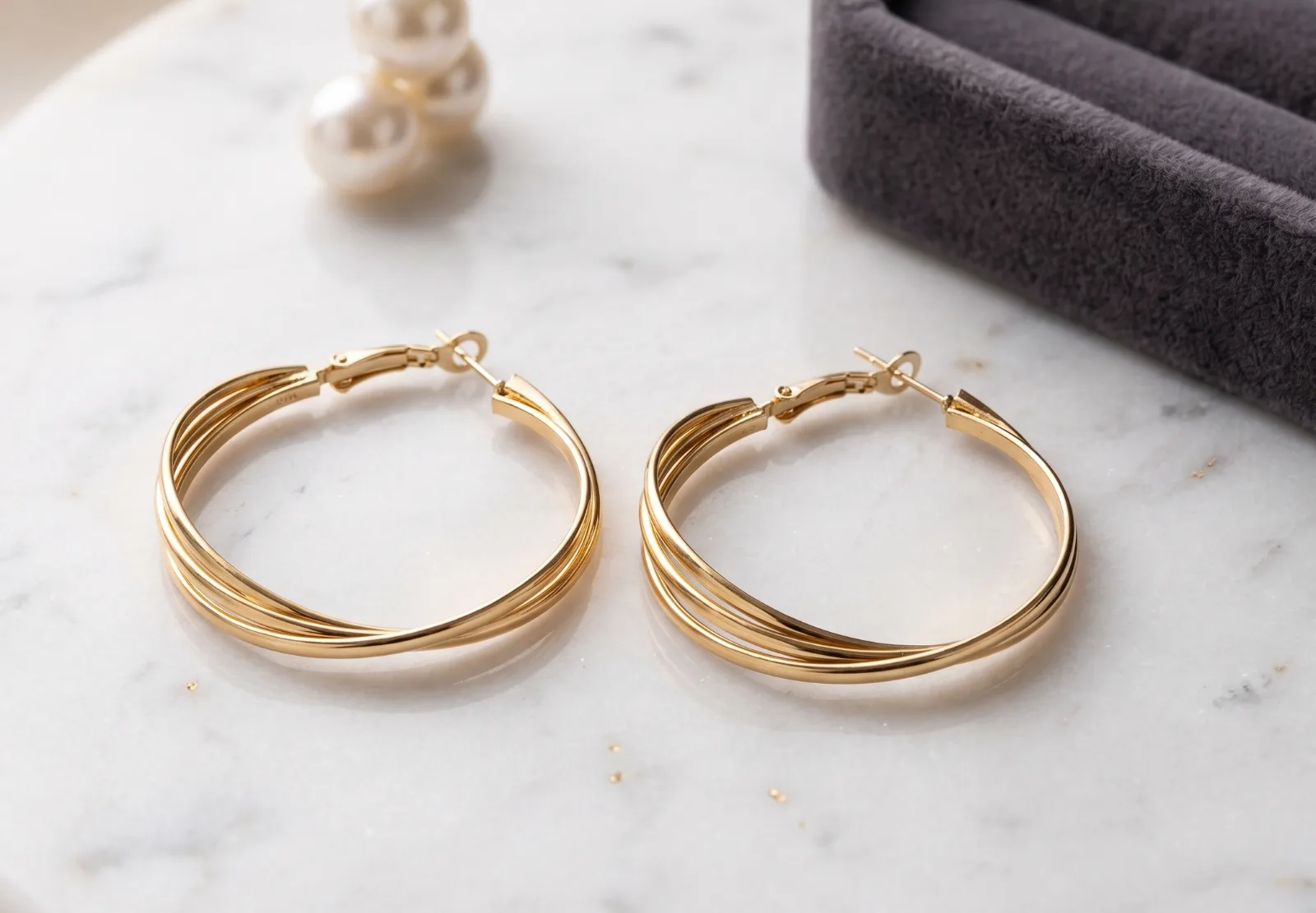 Gold Twisted Hoop Earring