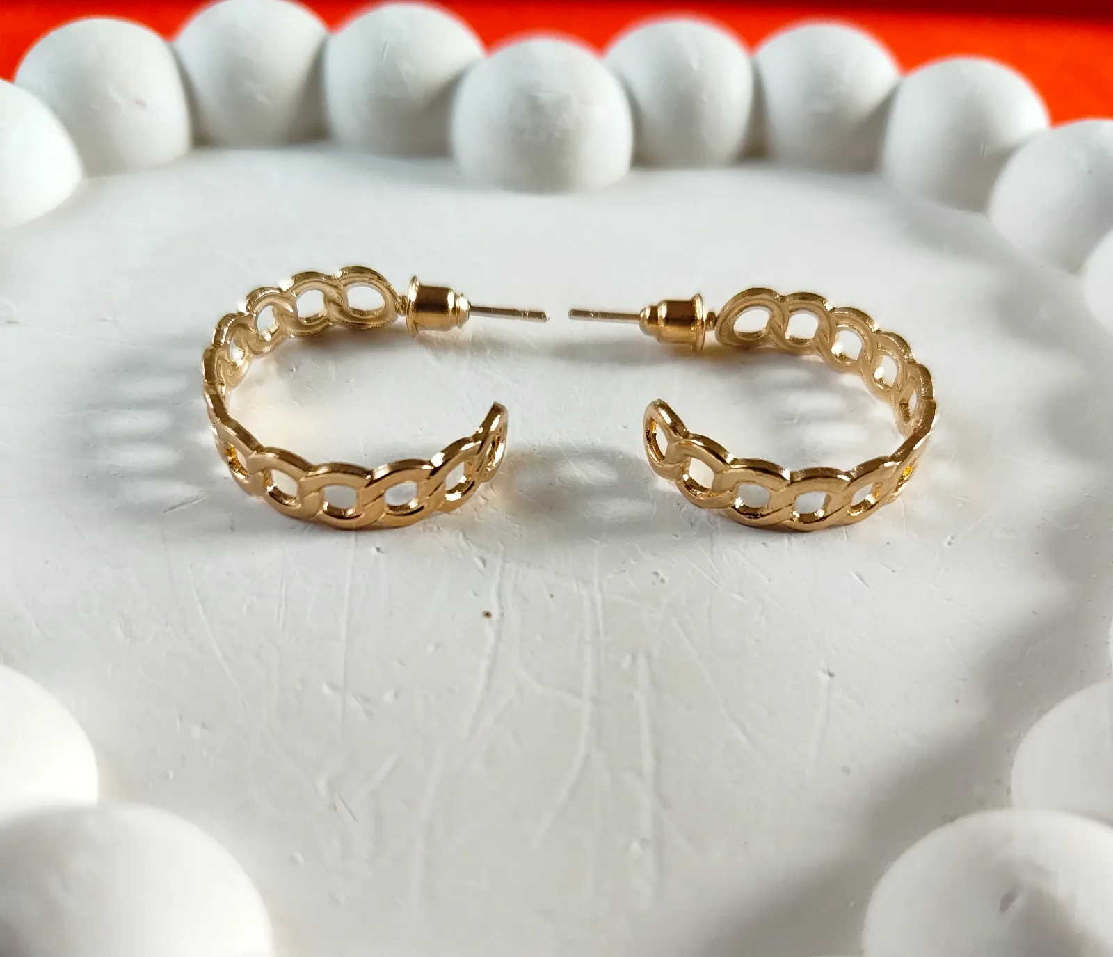 Gold Chain Link Hoop Earrings 3
