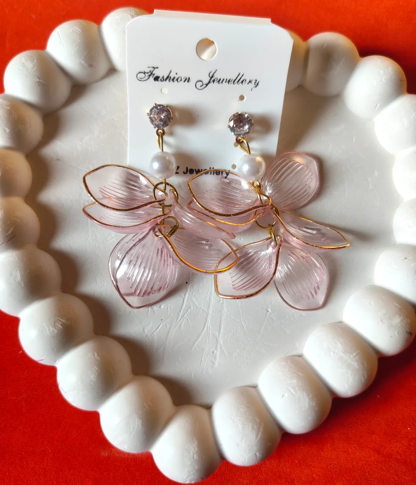 Pink Petal Drop Earrings