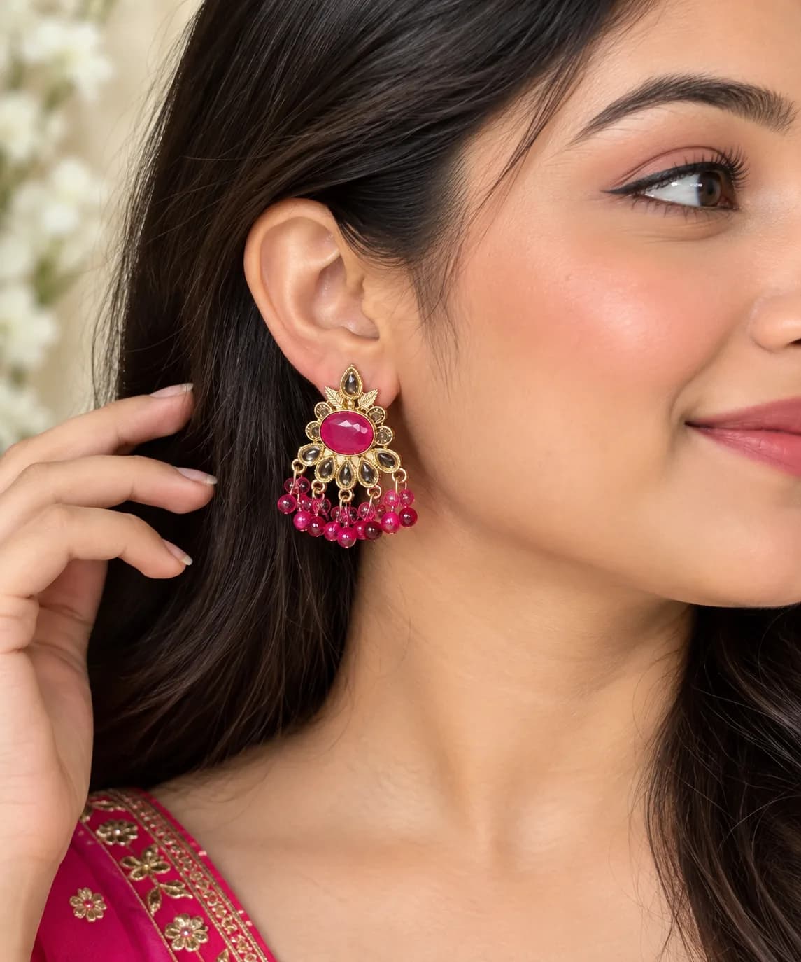Pink Floral Earring 😍
